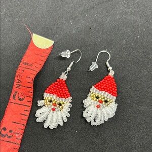 Santa Claus Beaded Earrings . Seed Beads Woven